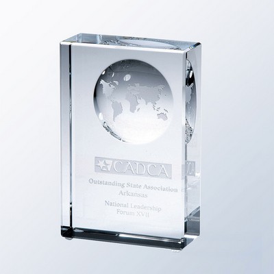 Beveled Globe Block Award, Small (3"x4-1/2")