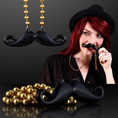 Beaded Black Mustache Necklaces - BLANK