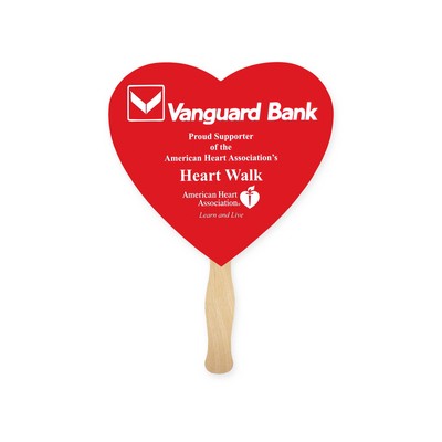 Heart Shape Full Color Digital Two Sided Single Paper Hand Fan