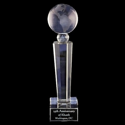 Crystal Engraved Award - 7" small - Tuscany Globe