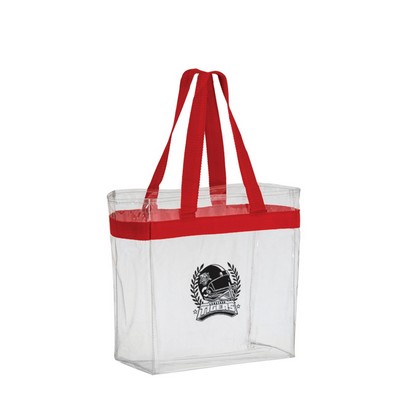 Crystal Clear Stadium Tote Bag w/ Web Trim and Handles