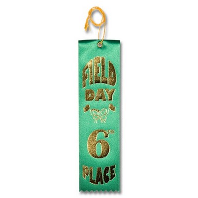 2"x8" 6th Place Stock Field Day Carded Event Ribbon