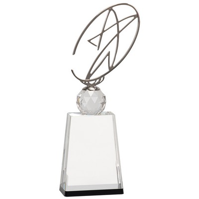 Clear & Black Crystal Award w/Oval Silver Metal Star (12")