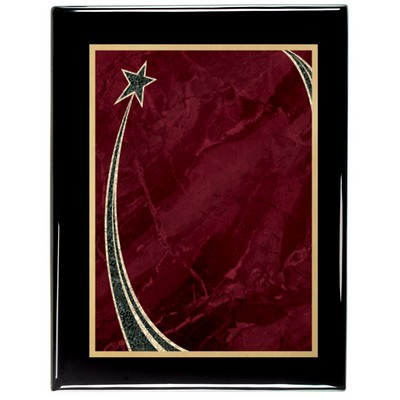 Ebony Piano Finish Plaque with Maroon Rising Star Brass Plate, 7 x 9"