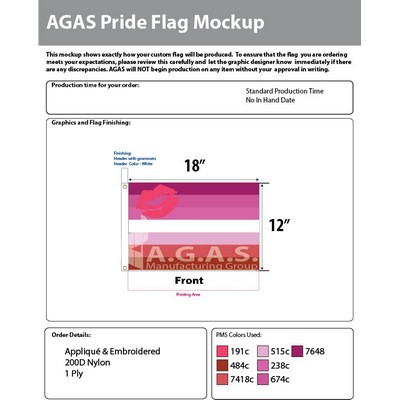 Lipstick Lesbian Deluxe Flag 12"X18"