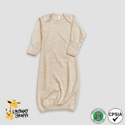 Baby Long Sleeve Sleep Gown w/Mittens Oatmeal 65% Polyester 35% Cotton- Laughing Giraffe®