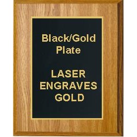 Oak Plaque 8" x 10" - Black/Gold 6" x 8" Plate