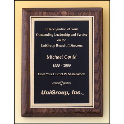 Walnut Stained Piano Finish Plaque with Brass Plate (9" x 12")