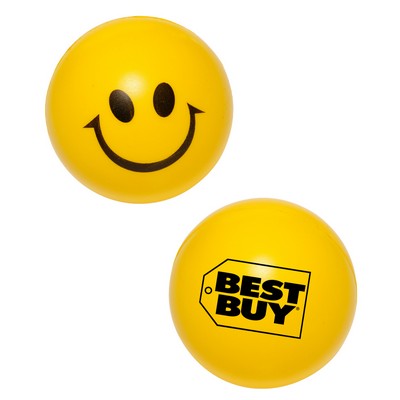 Union Printed - Happy Face Smiley Stress Ball Reliever with 1-Color Logo