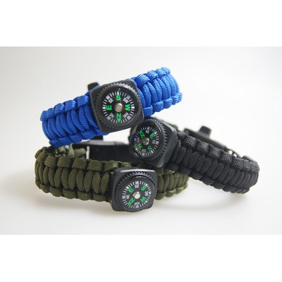 Compass Survival Bracelet w/Whistle