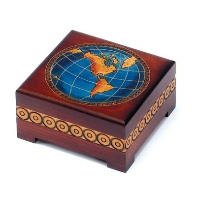 Square Wood Box w/Globe