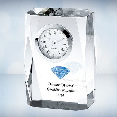 Color Imprinted Beveled Column Optical Crystal Clock