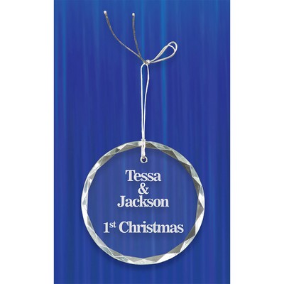 Engraved Crystal Facet Round Ornament