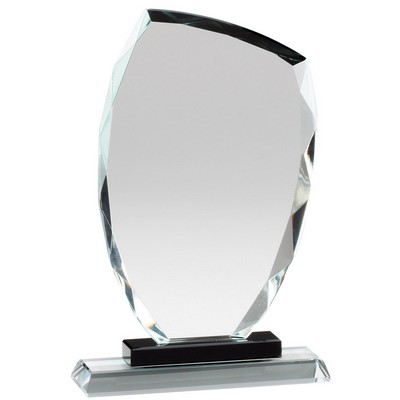 Small Slant Top Crystal Award w/Black Riser