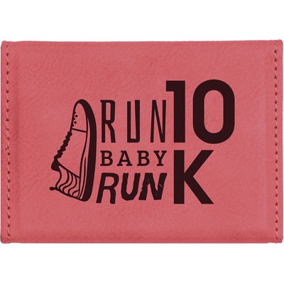 Business Card Holder - Pink Hard Leatherette