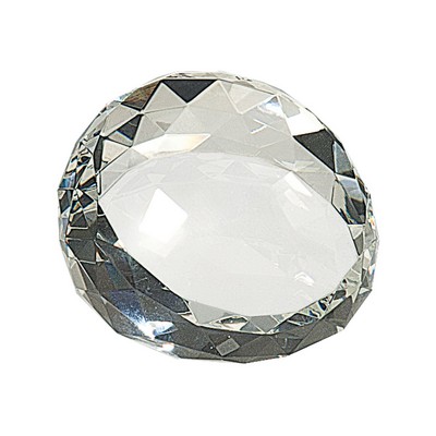 Clear Round Crystal Facet Paperweight, 2-1/2"x1-3/4"