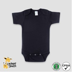 Baby Short Sleeve Bodysuit Black 65% Polyester 35% Cotton- Laughing Giraffe®