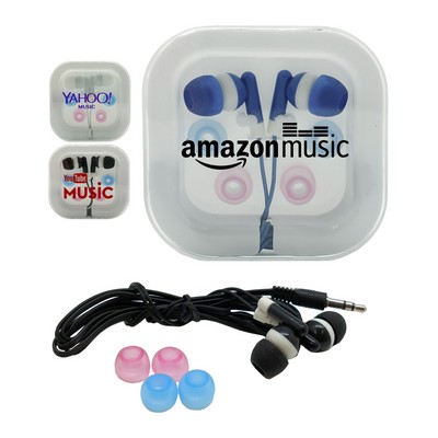 Earphones with Case & Interchangeable Earbuds