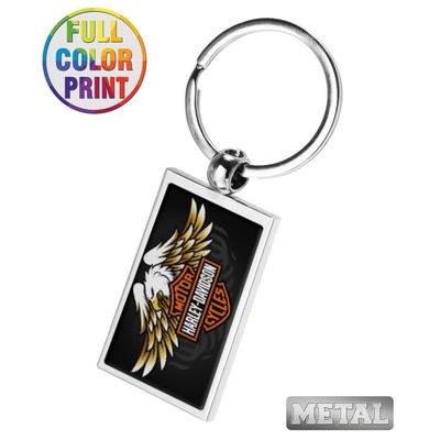 Rectangle Shaped Metal Keychain-Full Color Dome