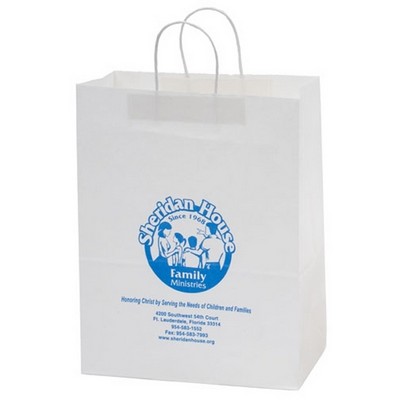 White Kraft Mart Paper Shopping Bag (13"x7"x17")