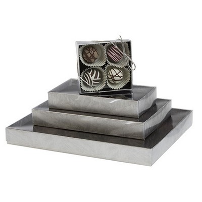 2 Piece Elegant Silver Candy Box (3 1/2"x3 1/4"x1 1/8")