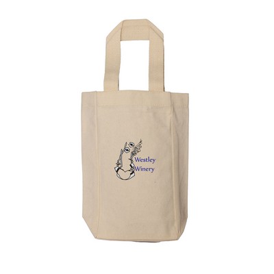 Canvas Double Bottle Wine Tote - 1 color (5.5" x 10.5" x 3")