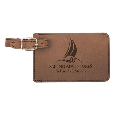 Dark Brown Leatherette Luggage Tag