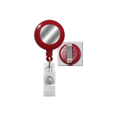 Round Solid Opaque Clip On Fast Ship Plastic Badge Reel (Red)