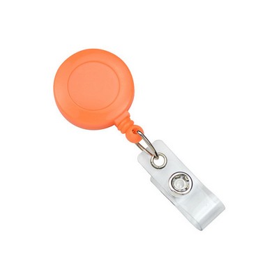 Round Plastic Clip-On Neon Badge Reel (Neon Orange)