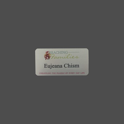 Silver Metal Full Color Process Name Badge 1 1/2" x 3"