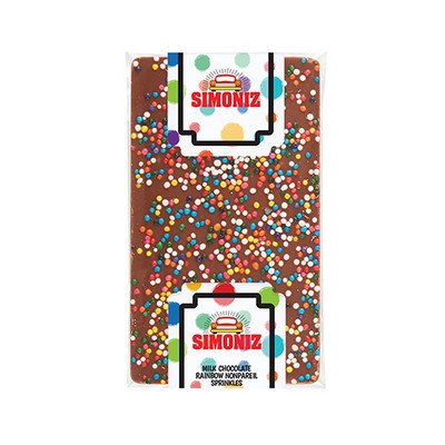 1 Oz. Elegant Belgian Chocolate Bar w/ Rainbow Nonpareil Sprinkles