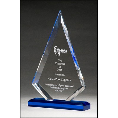 Arrow Series Clear Acrylic Award w/Blue Highlights & Blue Base (6"x 9.5")