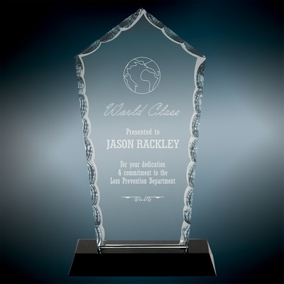 Small Diamond Facet Glass On Black Base Award