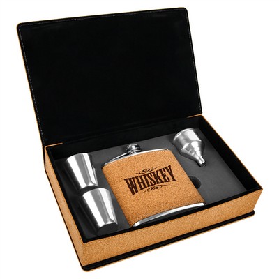 Stainless Cork Flask Gift Set in Cork Box Gift Set, Engraved