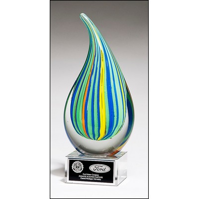 Multi-Colored Art Glass Award w/Clear Glass Base