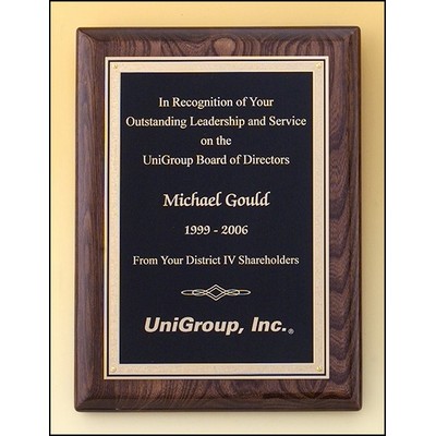 Airflyte® Walnut Piano-Finish Plaque w/Black Textured Plate & Squared Corner (8"x 10.5")