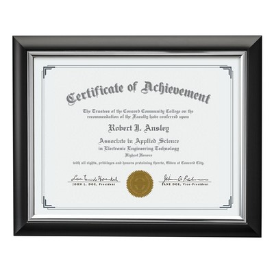 Trent Certificate Frame - Black/Silver 8½"x11"