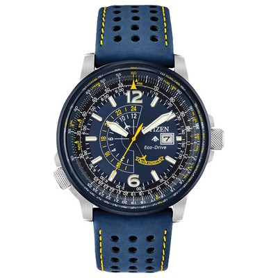 Citizen Men's Blue Angels Nighthawk eco-Drive Watch, Blue Leather Strap and Blue Dial