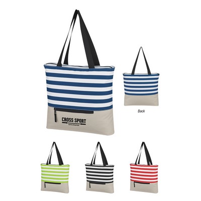 Broad Stripe Zippered Tote Bag