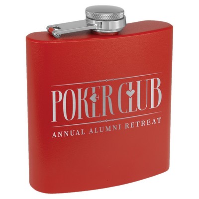 6 Oz. Matte Red Powder Coated Flask