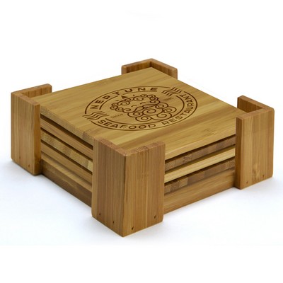 4 Piece Bamboo Coaster Set