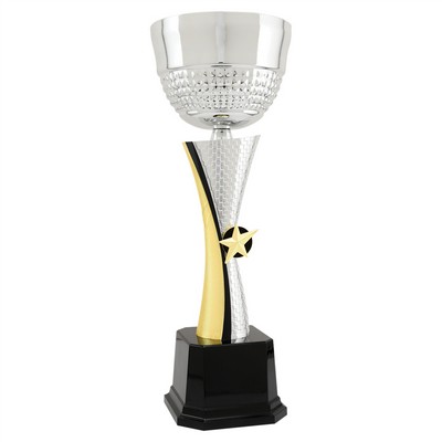 15" Silver/Gold Textured Completed Metal Cup Trophy