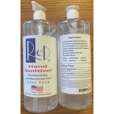 32oz Antibacterial Hand Sanitizer Gel,70% Alcohol (Blank)