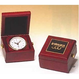 Airflyte® Hand Rubbed Mahogany-Finish Clock Case w/Metal Goldtone Knobs & Velour Lined Lid