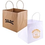 Low Minimum Printed White Kraft J-Fold Bag w/Wide Gusset (12"x10"x12")