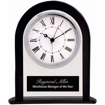 6 1/4" Black/Clear Glass Arch Clock