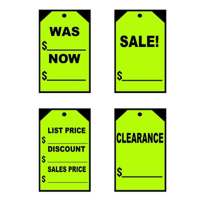 Green Fluorescent Stick On Tag Decal (Set of 12)