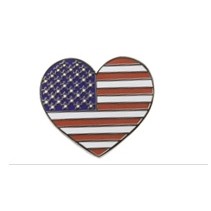 1" Heart Flag Stock Pin