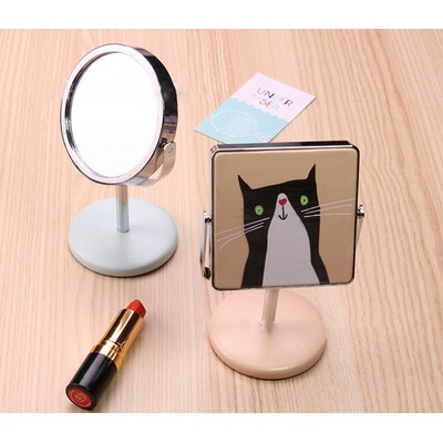 3'' Round/Square Shape PU Makeup Mirror