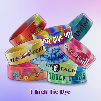 Tie Dye Silicone Wristband - 1" Band